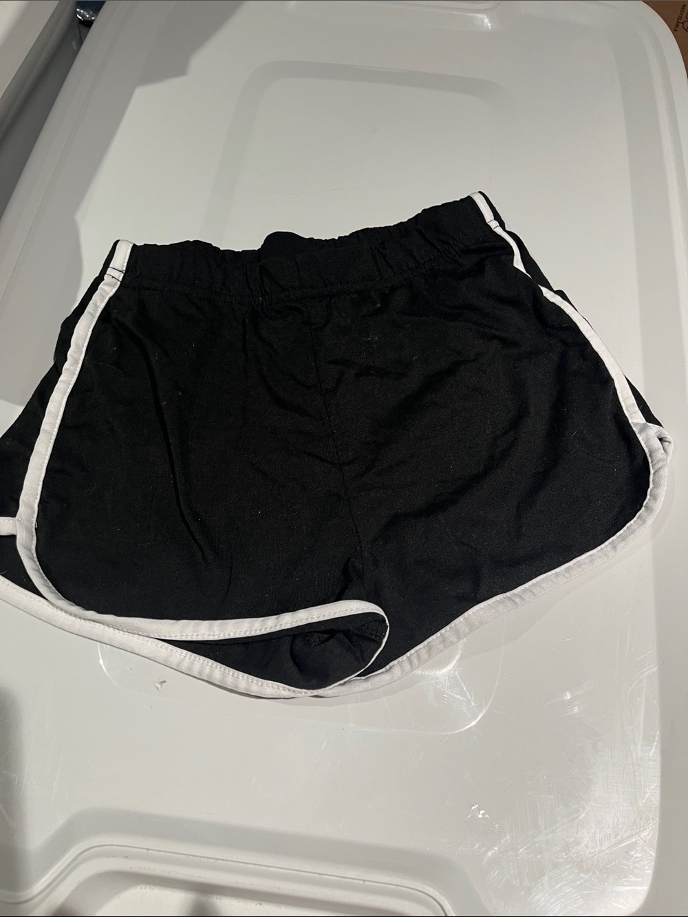 SHEIN Black Athletic Shorts with White Trim